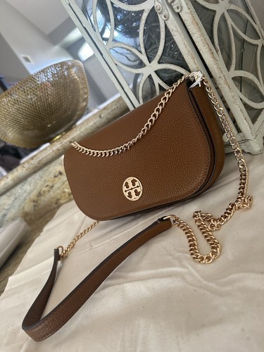 TORY BURCH 153566 BROWN CHELSEA PEBBLED LEATHER CROSSBODY