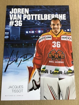 Joren van Pottelberghe, Switzerland   Hockey EHC Biel 2022/23 hand signed
