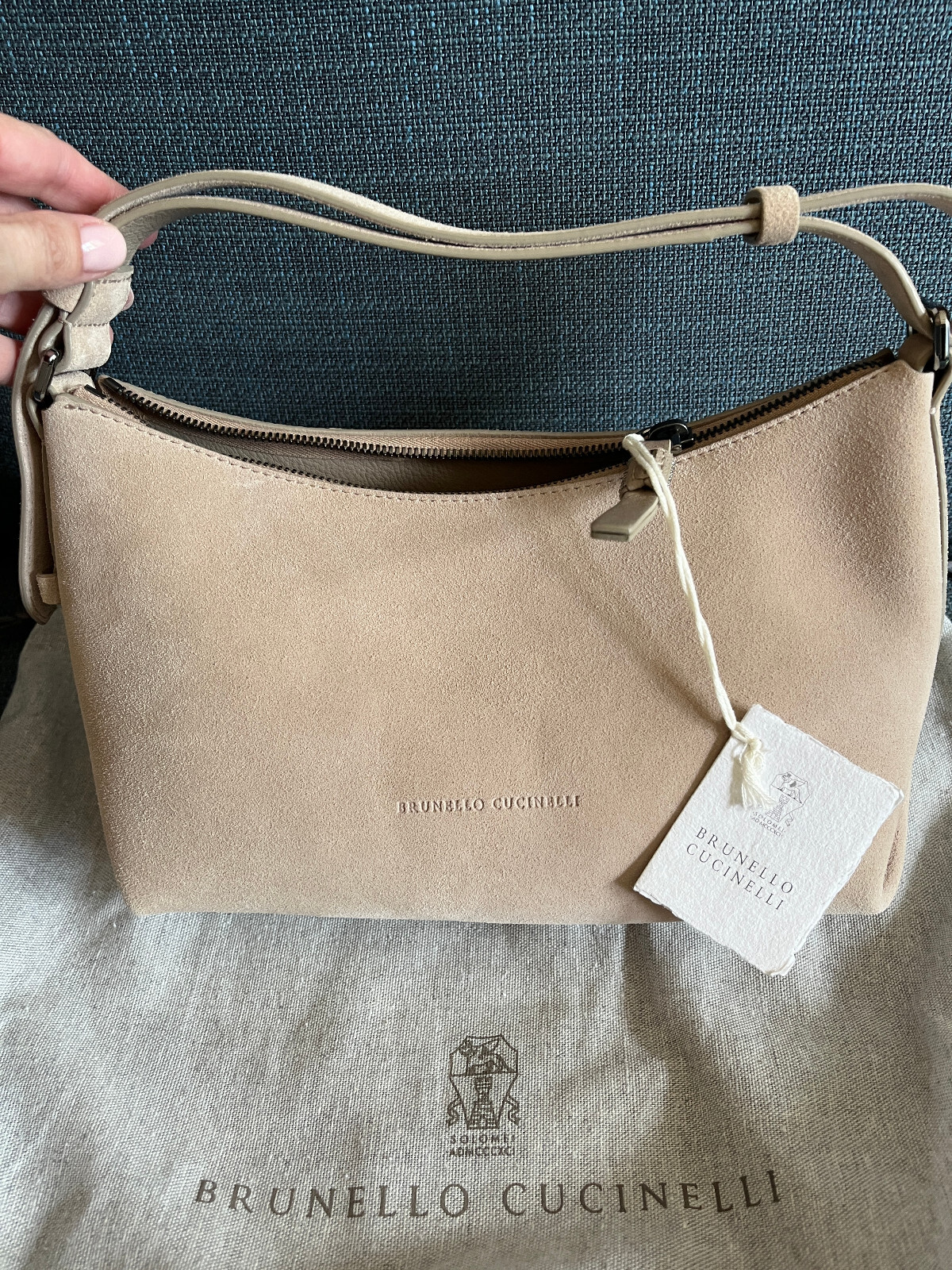 ポーチ Brunello Cucinelli Suede Pochette With Monili Detail BC Duo pochette with monili for Woman in Night | Brunello