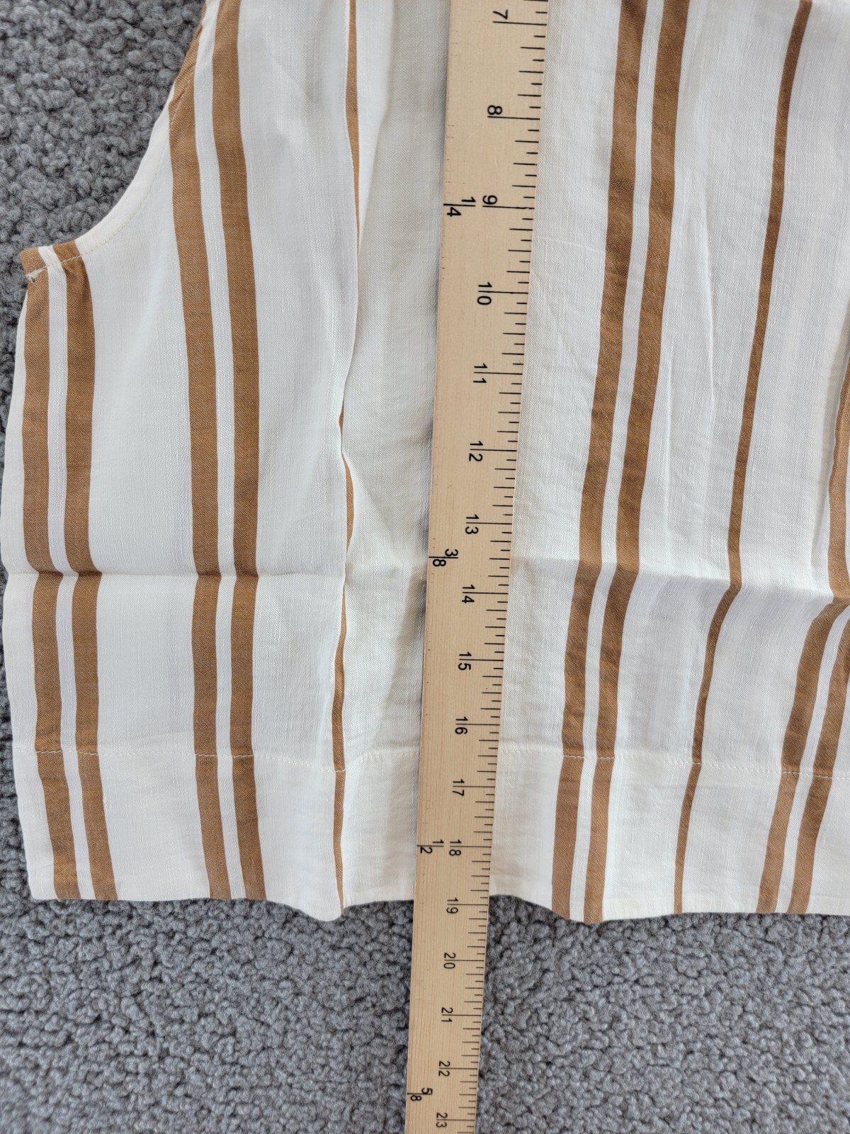 Bella Dahl Boxy Button Back Top Women's L Redwood Stripe Linen Blend Crew Neck - Picture 7 of 15