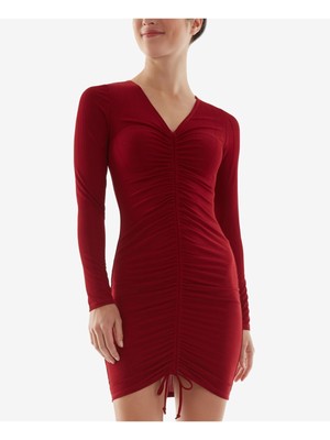 

BCX DRESS Женское короткое платье с красным галстуком и регулируемыми рюшами по центру спереди для юниоров, Красный