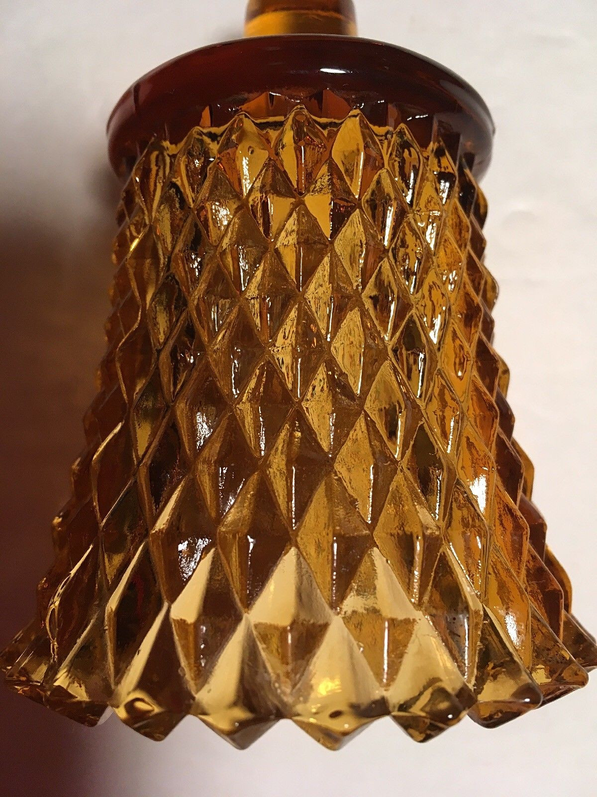 VINTAGE HOME INTERIORS Amber color GLASS Diamond pattern  VOTIVE CUP