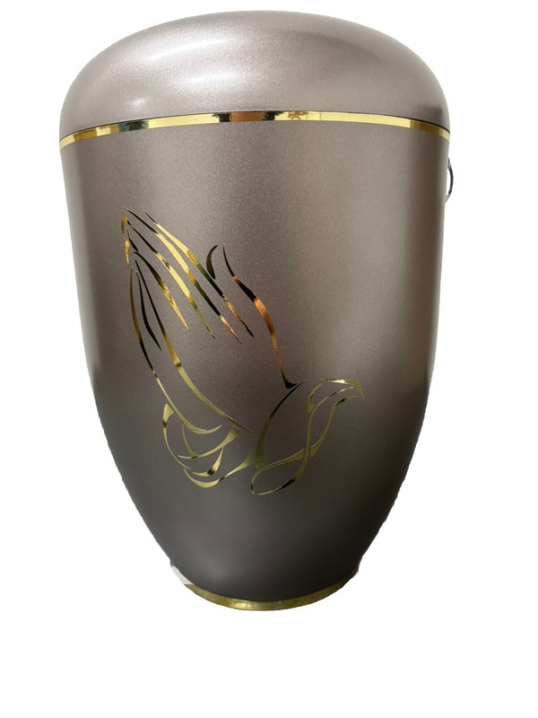 Urne Edition Creatio, Perlmutt Fume, FuÃ Poliert , Betende HÃ¤Nde , Biol Abbaub.