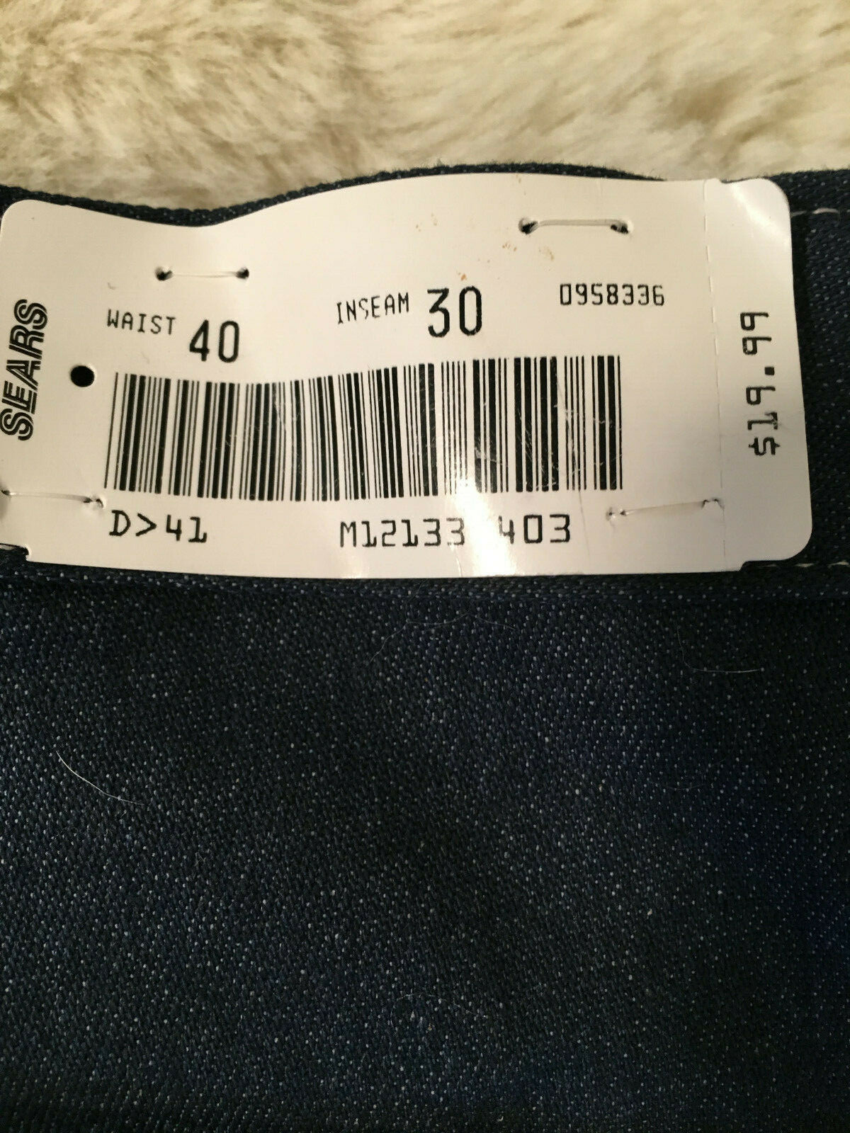 NOS New Old Stock with tags Vintage Sears Roebucks Work Jeans 40 x 30 Dark Wash