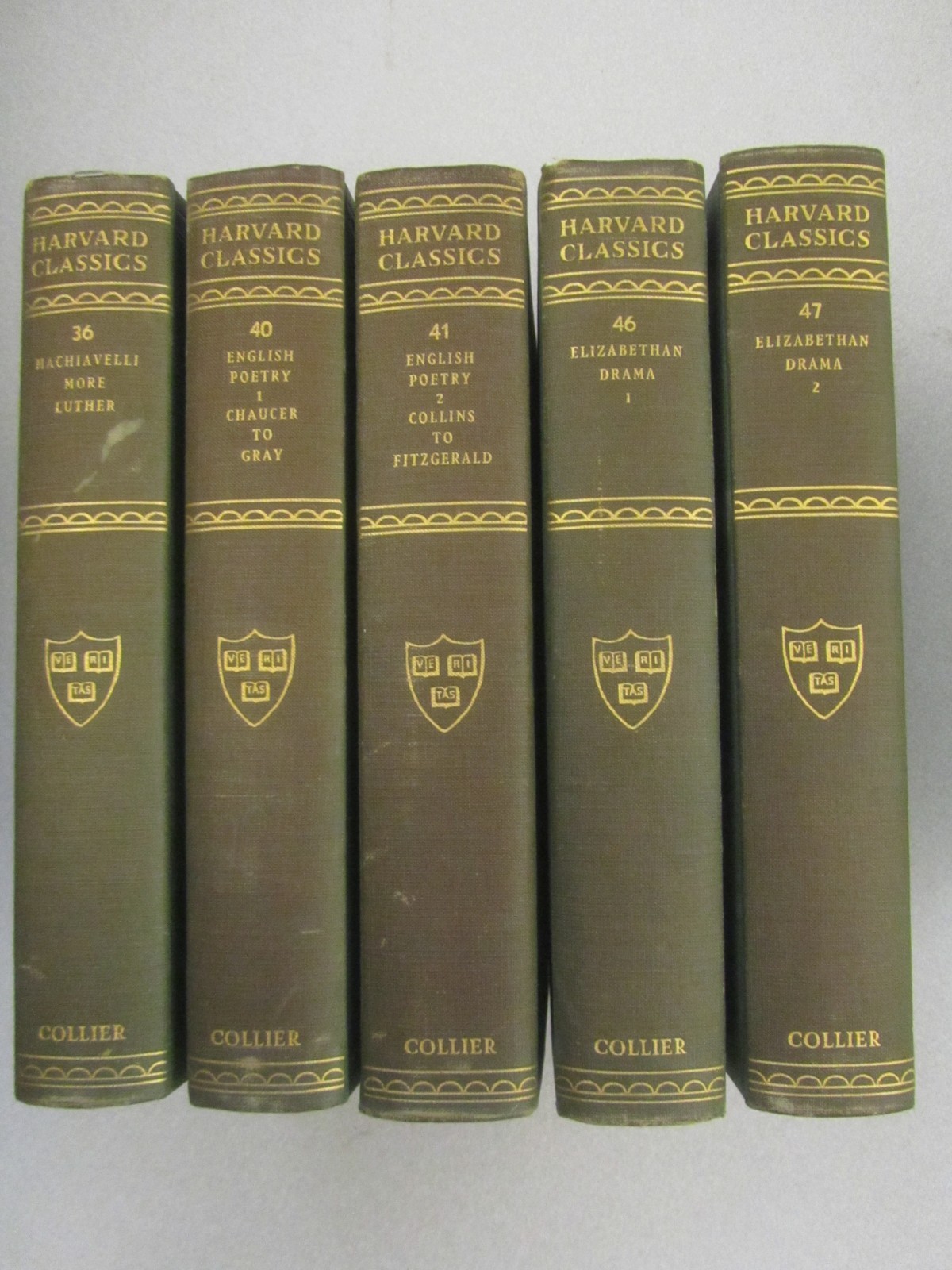 HARVARD CLASSICS 46 Green Volumes of DR. ELIOT'S 5 FOOT SHELF OF BOOKS 1909-1910
