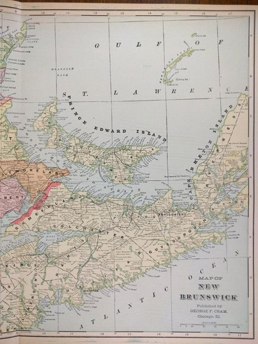 Vintage 1903 NEW BRUNSWICK CANADA Map 22