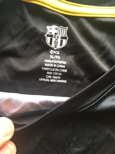 fc barcelona Jersey Black Yellow Size XL Adult. Soccer Football Poly