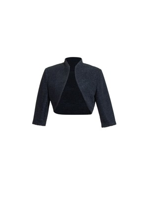 

CONNECTED APPAREL Женский черный топ с открытым передом и рукавами 3/4