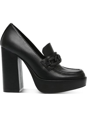 

STEVE MADDEN Черные женские лоферы без шнуровки на каблуке Rhylee с цепочкой, 1 дюйм, 5 м, Черный, RHYLEE