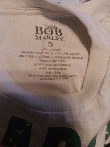 Bob Marley Legend Reggae Rasta Jamaican Music Distressed White T Shirt Small