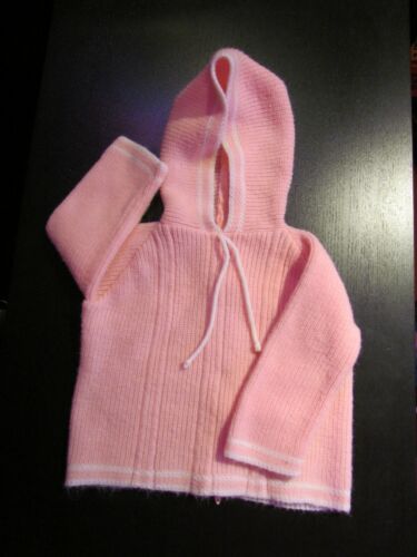 Vintage FRIEMANIT WPL9263 Baby Girl Pink Hooded Rear Zipper Sweater - Very Good