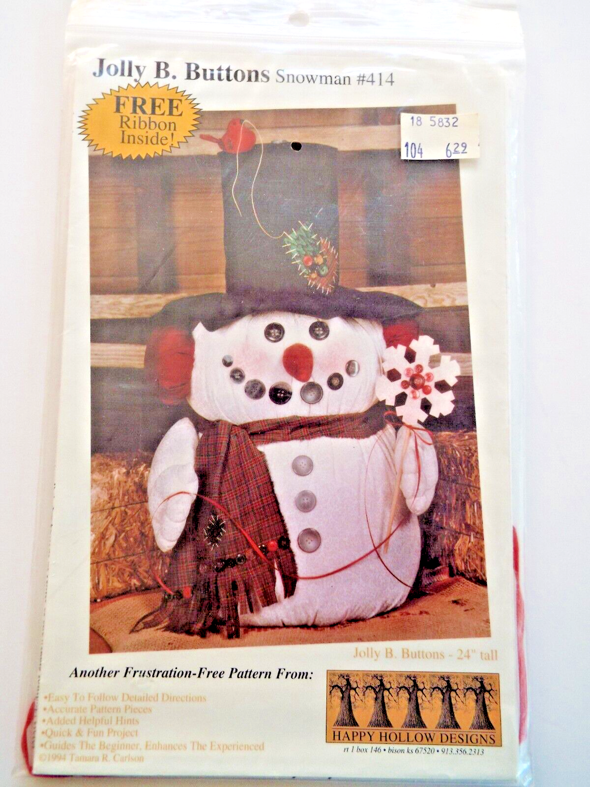 Happy Hollow Designs JOLLY B. BUTTONS Snowman Caft Pattern