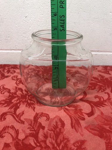 Small Fish Bowl Glass Size: 3 C. Drum,Round  est.  size 5. L x 3. W x 5. H