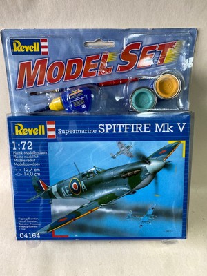 Revell 04164 Supermarine Spitfire Mk V Model Kit With Paints Glue And Brush