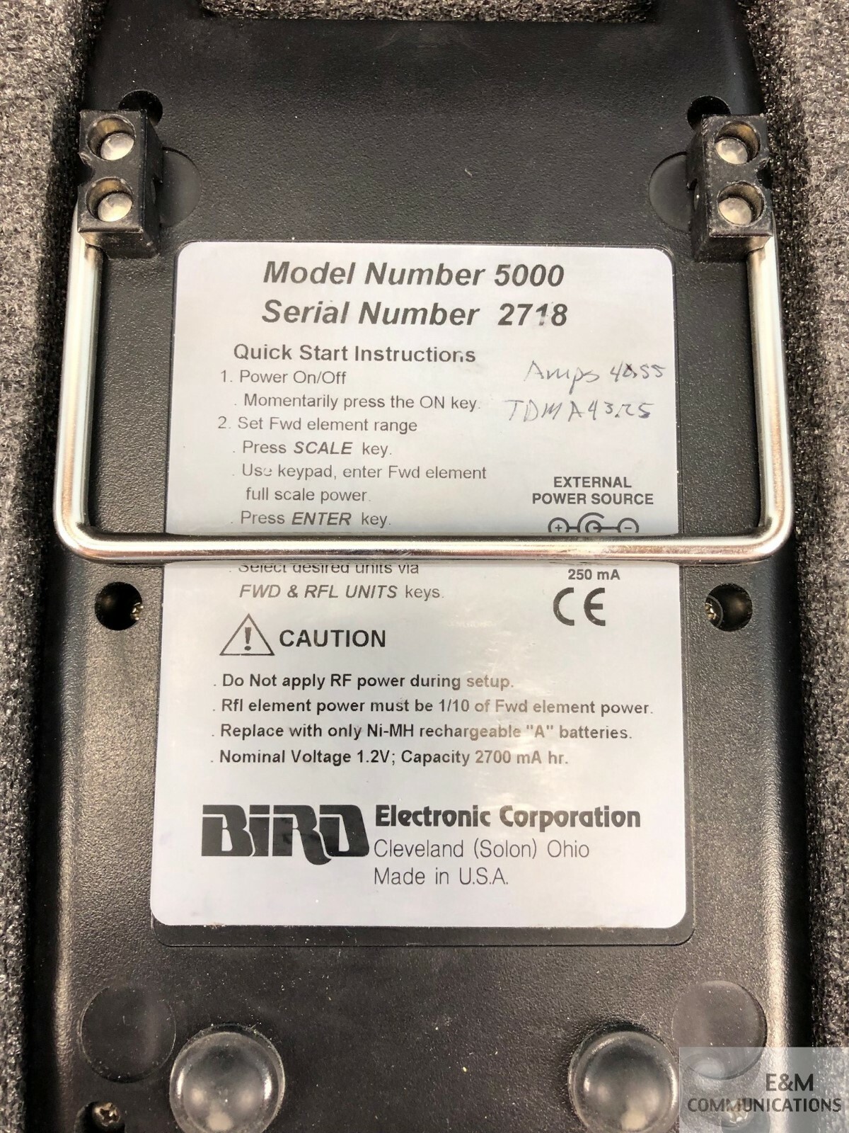 BEC-5000 BIRD MODEL 5000 DIGITAL POWER METER W/ 5011 TERMINATING POWER SENSOR A5