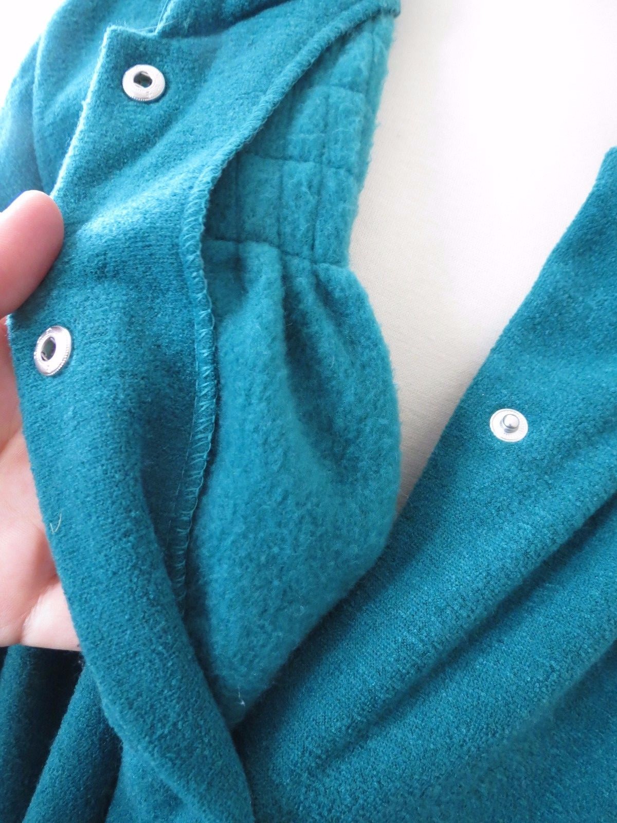 Miss Elaine Pine Green Fleece Lined Snap on Robe House Dress L