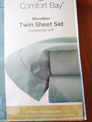 Comfort Bay 3 Pc Twin Sheet Set Polyester Microfiber Seafoam NEW!!  #19151