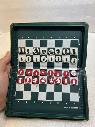 Vintage Portable Travel Chess Set Magnetic Foldable - Made