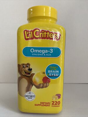 LIL CRITTERS Omega 3, EPA, DHA& ALA, 220 Gummies NEW!! EXP 04/2025 Fast Shipping
