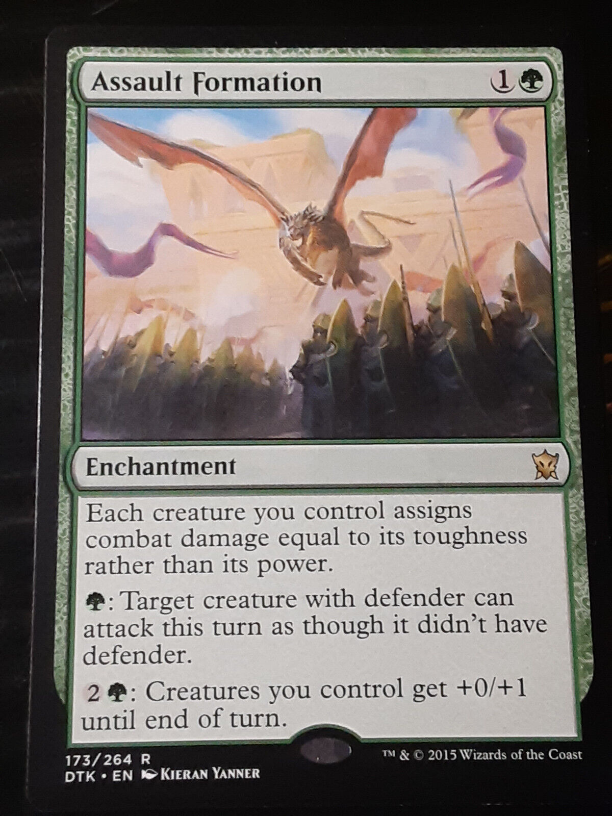 Assault Formation 1x FOIL DTK MTG Dragons of Tarkir Rare MINT green Assault Formation 1x FOIL DTK MTG Dragons of Tarkir Rare MINT green