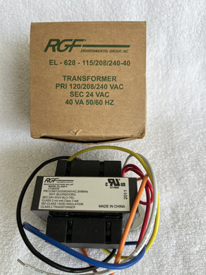 RGF Transformer, EL-628-115/208/240-40, PRI 120/208/240 VAC, Sec 24 VAC, 50/60HZ