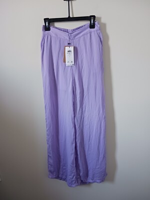 Vero Moda Womens Pants Size S Lavender Wide Leg Elastic Waist High Rise Trousers