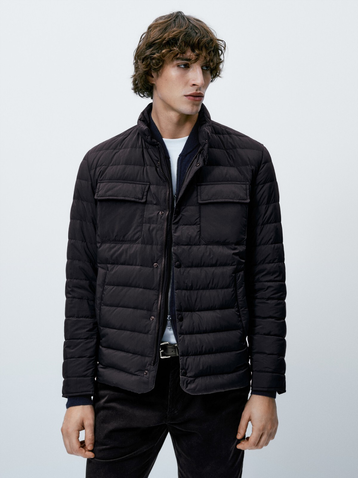 New Massimo Dutti Lightweight Puffer Jacket Overshirt Down