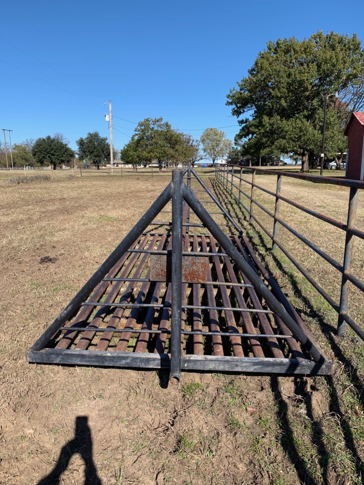 Steel cattle guard in good condition. 13 feet wide at the base.  $550.00
