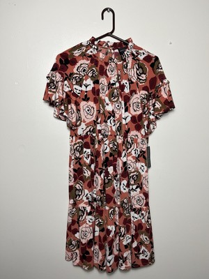 NWT $129 DONNA MORGAN ROSE RUFFLE DRESS IN LIGHT JERSEY KNIT WOMEN SIZE 10