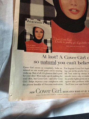 1963 Vintage Ad Cover Girl Medicated Make-up By Noxema (E1)
