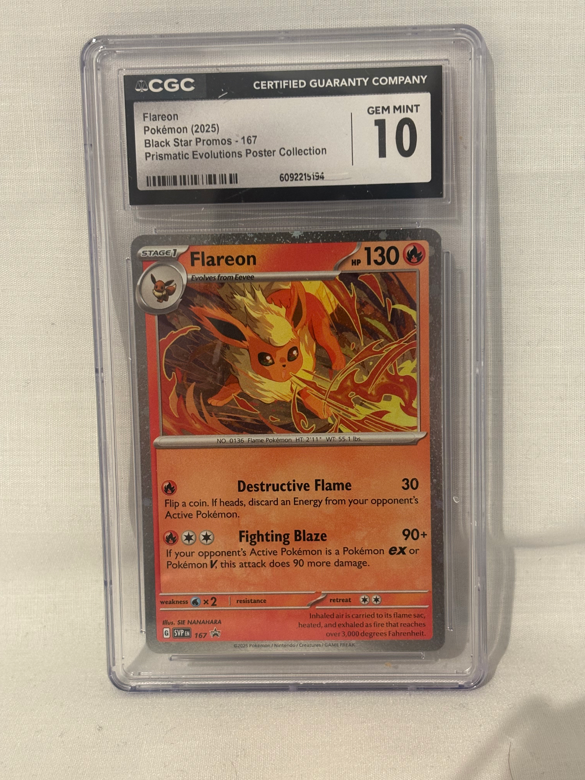 Pokémon TCG Flareon - 167 (Cosmos Holo) - SV: Scarlet & Violet Promo Card CGC 10