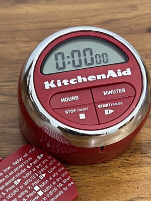 KitchenAid Digital Kitchen Timer  Red & Chrome Cooks Series - Tested & Working