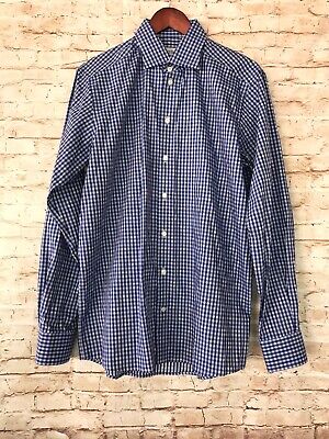 Eton Of Sweden Contemporary Fine Twill Check Dress Shirt- Blue - 41 / 16 / Large