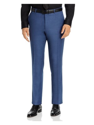 

JOHN VARVATOS Mens Navy Flat Front, Heather Slim Fit Pants, 7091305-5T