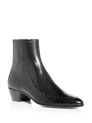 SAINT LAURENT Мужские черные кожаные ботинки Comfort Casey на молнии с острым носком 41