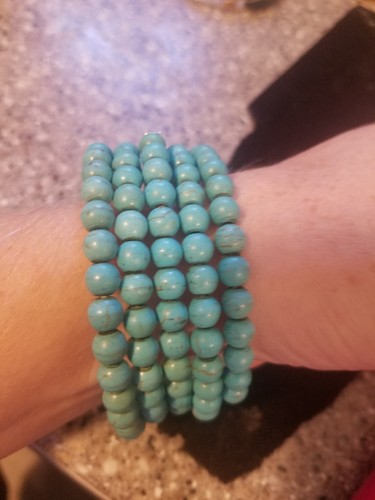 SOUTHWEST STYLE Bracelet Genuine Turquoise Stones With Rhinestone Cross