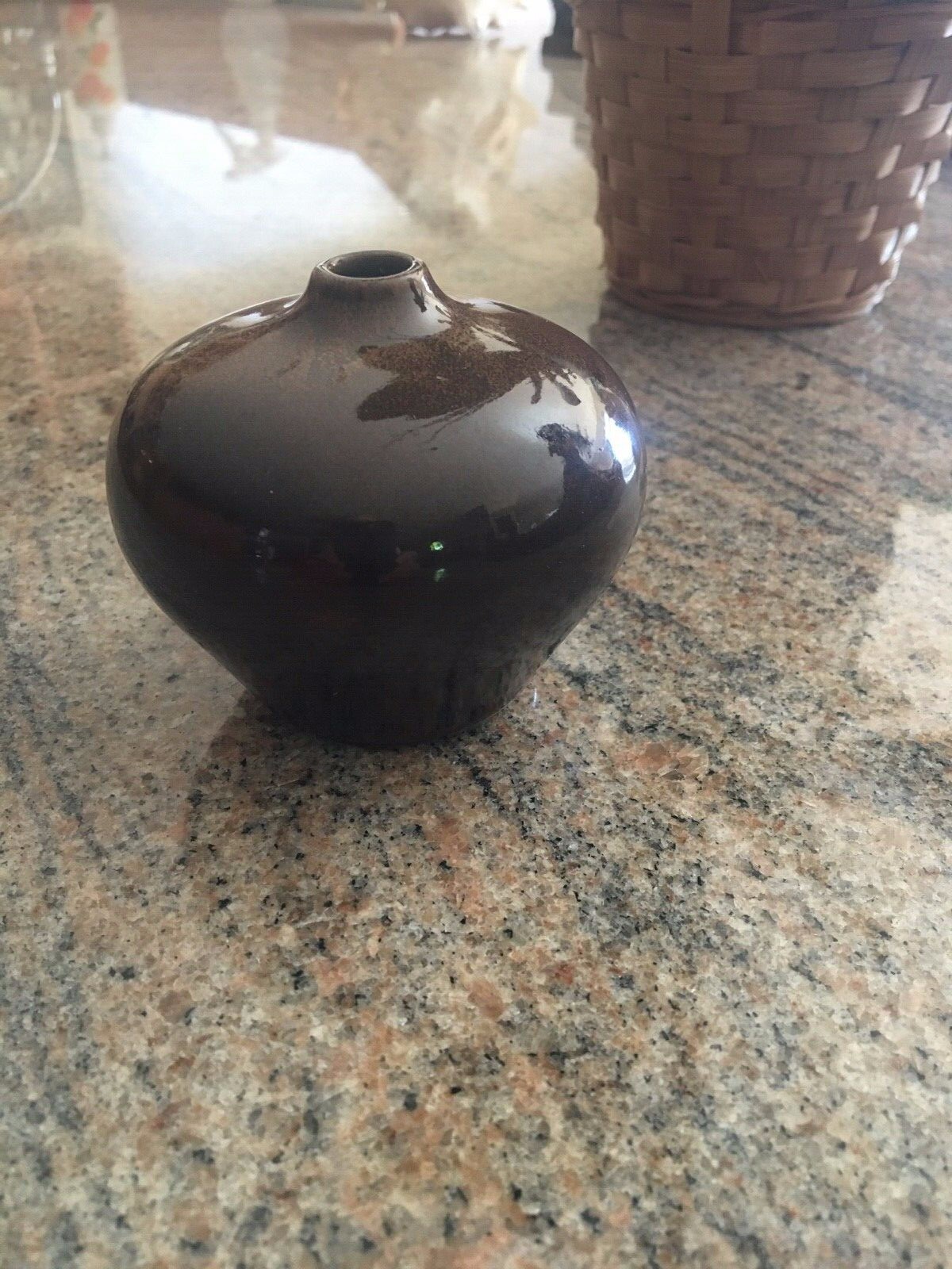 Vintage Laslo For Mikasa Japan Brown Glaze Stoneware Bud Vase