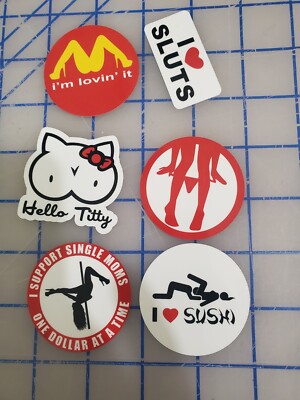 6 Pack Funny Hard Hat Tool Box Water Bottle Locker Joke Gag Prank Stickers