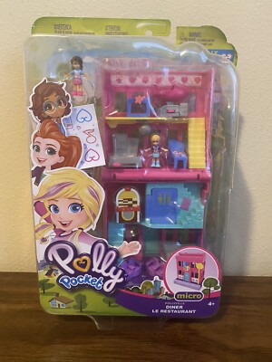 Polly Pocket Pollyville Micro Diner Le Restaurant Cafeteria Playset Doll New!