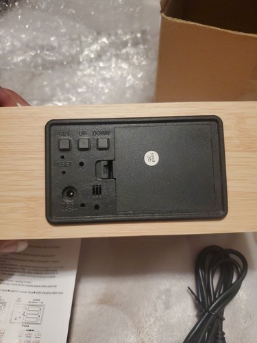 Wooden Wireless Charger LED Digital Desk Alarm Clock  Timer Calendar