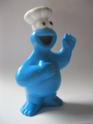 COOKIE MONSTER stamped MATTEL solid plastic SESAME STREET figurine about 3.25