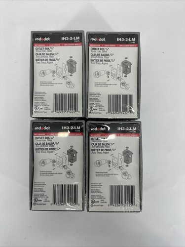 LOT OF 4 Red Dot IH3-2-LM Outlet Box 3/4" Three Hole Silver Thomas & Betts NEW