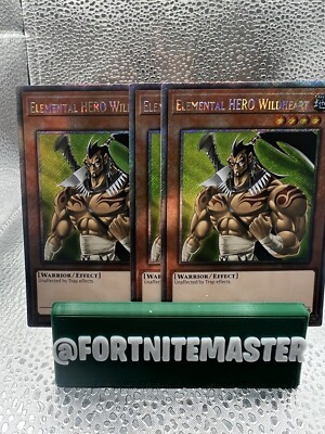 3x Elemental HERO Wildheart (Platinum Secret Rare) RA03-EN157 Quarter