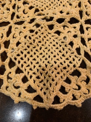 Lace Dresser Scarf Vintage 1930s Hand Crocheted Orange Beige Table Runner