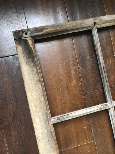 VINTAGE Farmhouse 9 SASH WOOD WINDOW FRAME WEDDING 9 PANE NO GLASS 25” X 30”