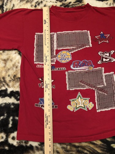 Hardwood Classics Majestic Red Shirt Sz XXL NBA VTG 1980's Team Patches Warm Up