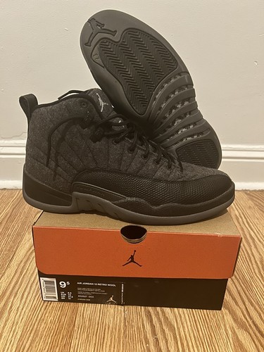 Nike Air Jordan 12 XII Retro Wool Black Grey Shoe 852627-003 Mens Size 9.5 2016 Nike Air Jordan 12 XII Retro Wool Size 9.5. 852627-003  main image 2