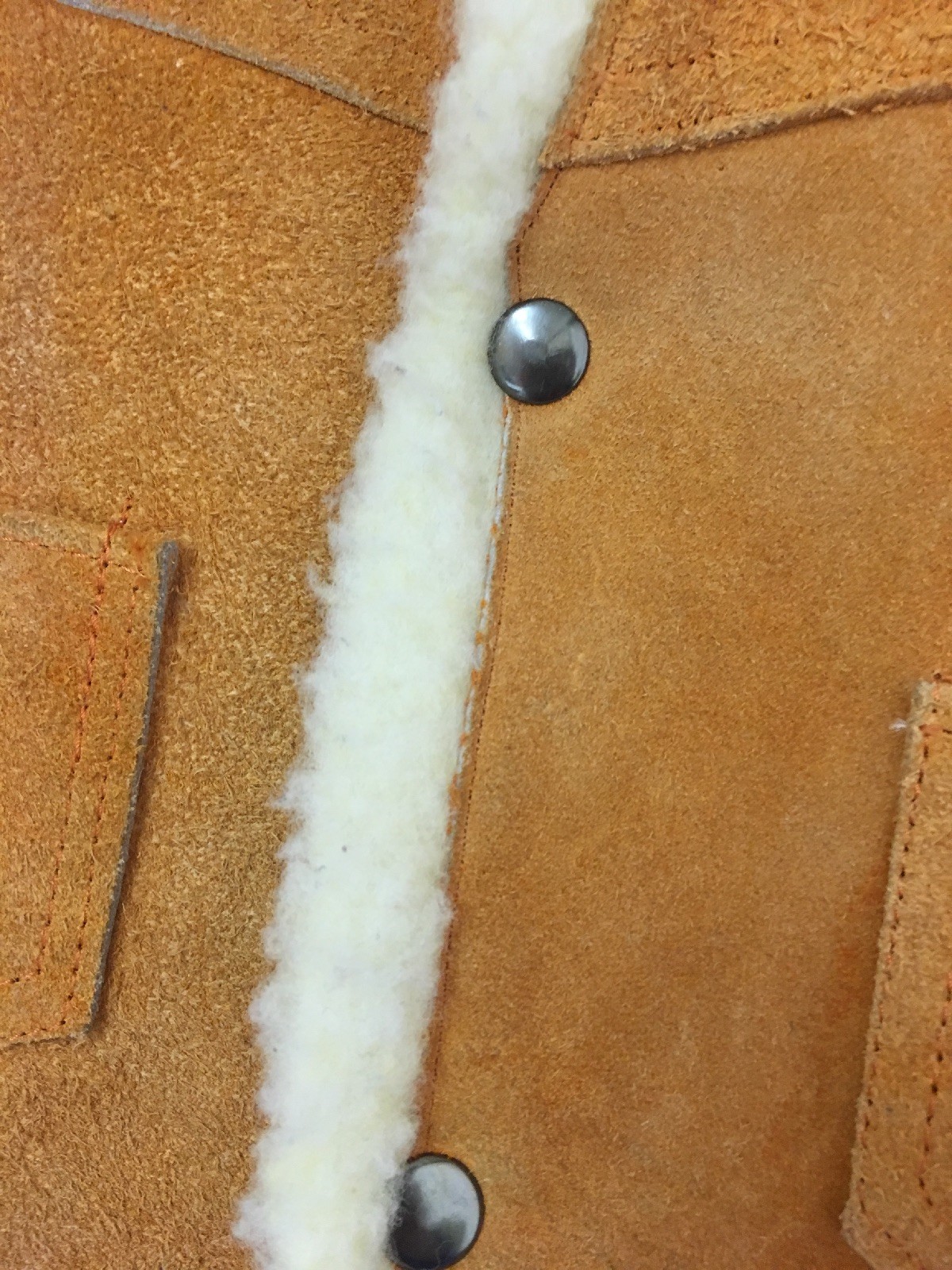 Vintage Kids’ Brown Sherpa Suede Snap Button Vest Pockets Sz 5 / 6 D5