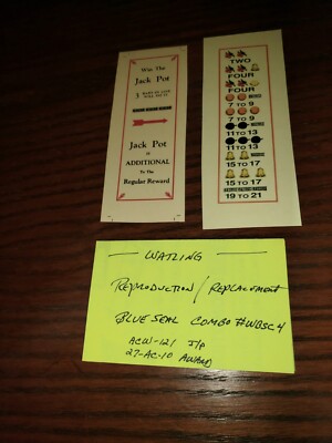 WATLING COMBO J/P INST & AWARD CARD ANTIQUE SLOT MACHINE REPRO CARD #WBSC4