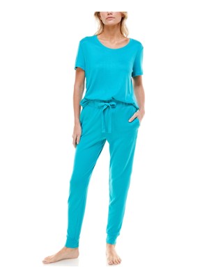 

JACLYN INTIMATES Бирюзовая футболка с короткими рукавами и манжетами, Turquoise